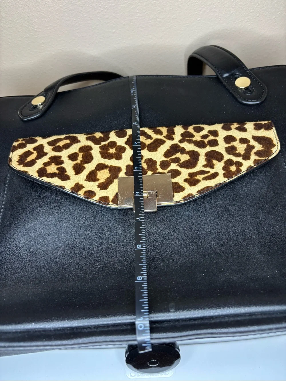 Kelly & Katie Purse Black & Leopard Print Oversized 3-in-1 Tote Satchel Bag